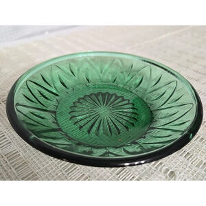 VTG Anchor Hocking Emerald Green Small Pressed Glass Daisy Pattern Bowl Ashtray